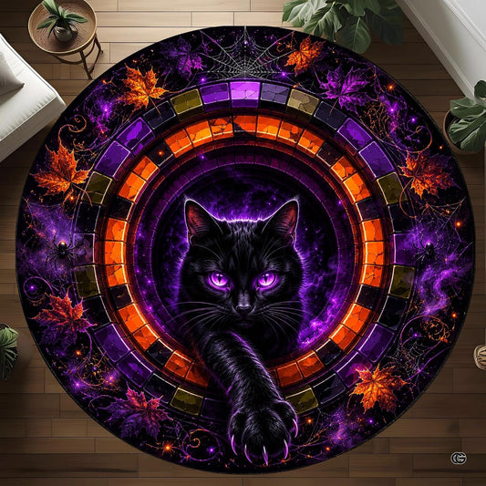 Custom Halloween 3D Optical Illusion Round Rug Skeleton Horror Area Rug (1, #14)
