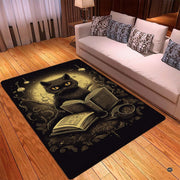 Close up texture detail showing soft pile surface and stitching of gothic cat area rug. - thumbnail image 3 of 7