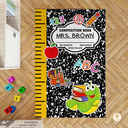 Custom Composition Notebook Welcome Mat for Kids and Classroom - A+ Style / 2' x 3' (Rectangular)