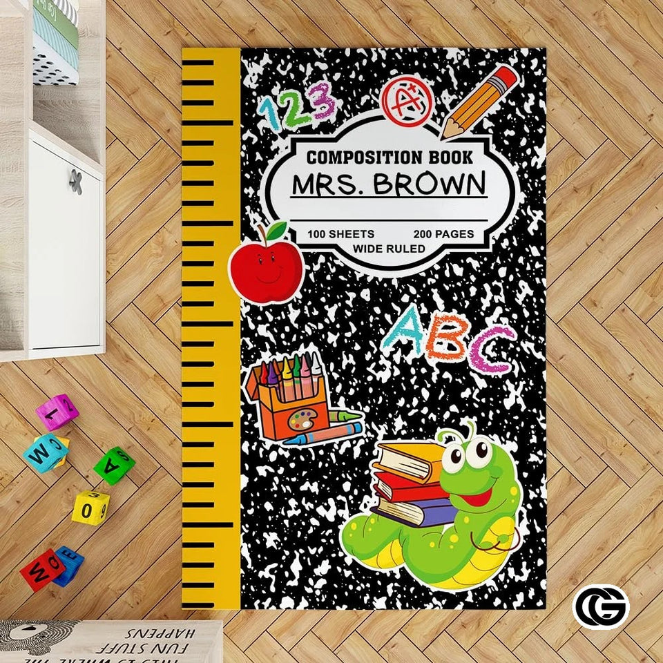 Custom Composition Notebook Welcome Mat for Kids and Classroom - A+ Style / 2' x 3' (Rectangular)
