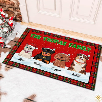 Personalized Christmas Doormat with Family Name and Custom Text