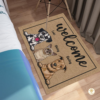 Personalized Dog Welcome Mat for Entryway and Front Door