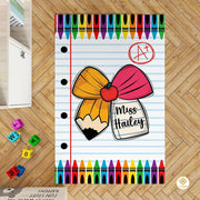 Custom Composition Notebook Classroom Rug for Kids - Pencil Bow / 2' x 3' (Rectangular)