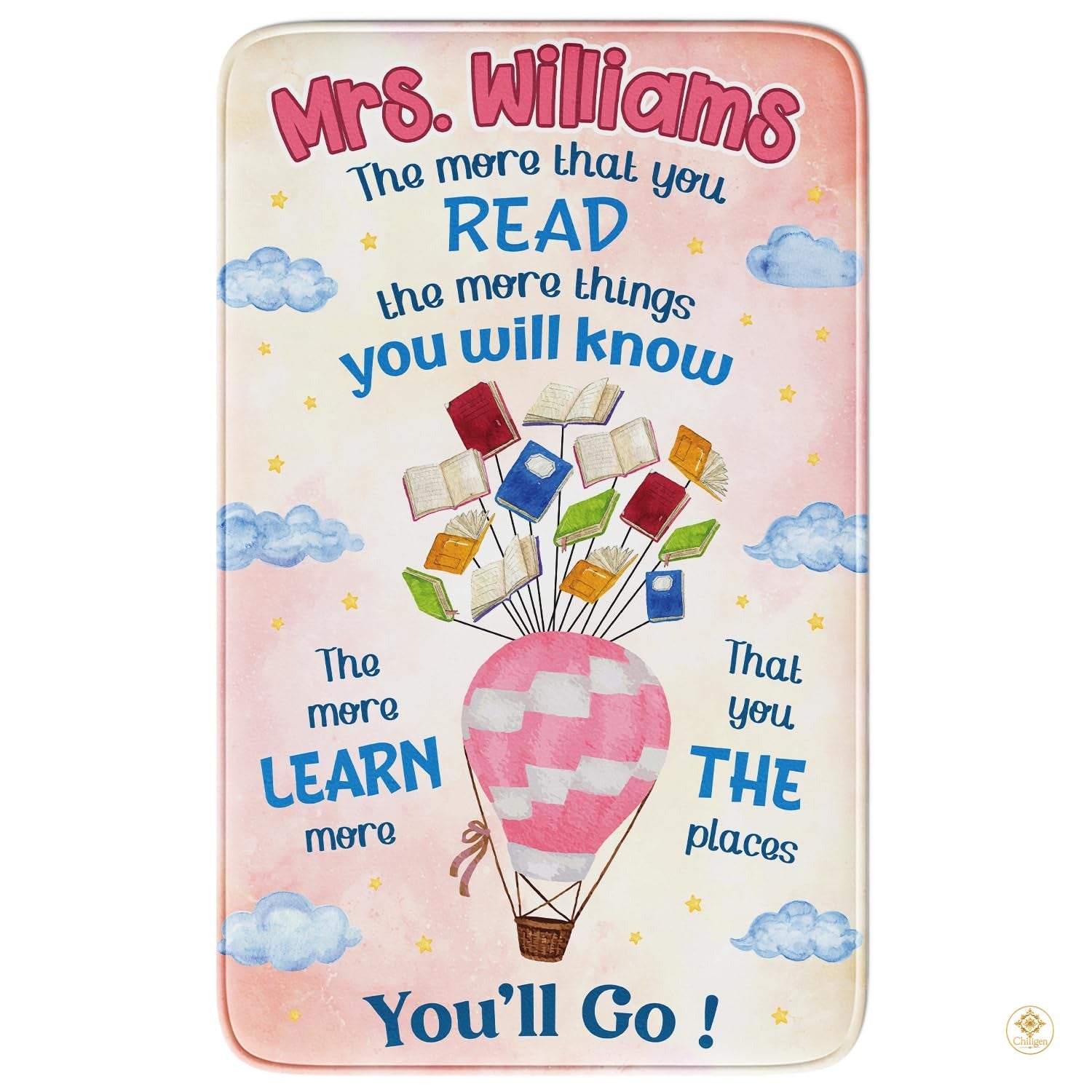 Custom Welcome Mat with Notebook Style and Teacher Name