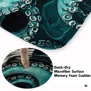 Top-down overhead view of rectangular gothic skull kraken octopus living room area rug - thumbnail image 7 of 7
