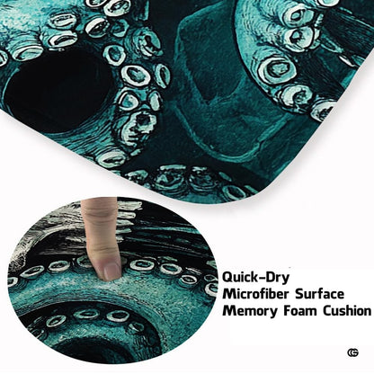 Top-down overhead view of rectangular gothic skull kraken octopus living room area rug - thumbnail image 7 of 7