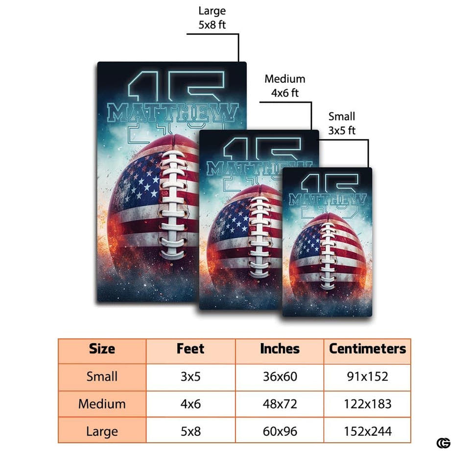 Sports room carpet featuring glowing stadium neon and football art.