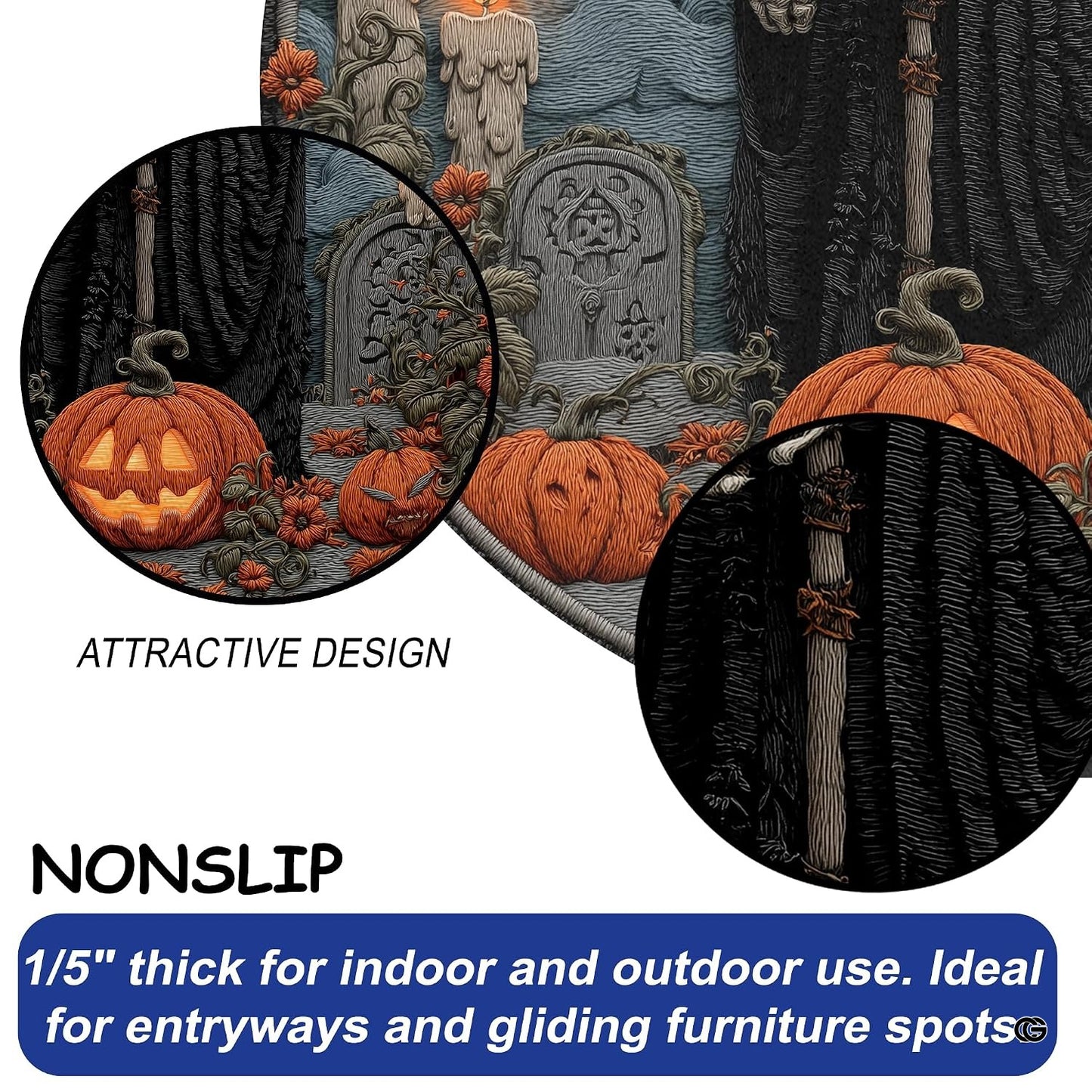 Custom Halloween 3D Optical Illusion Round Rug Skeleton Horror Area Rug (1, #3)