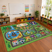Custom Road Map Area Rug with Personalized City Street and Car Play Mat