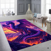Teen bedroom layout showing the fantasy dragon mountain rug near wooden furnishings - thumbnail image 6 of 8