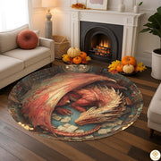 Personalized Dragon Round Rug with 3D Illusion and Low Pile