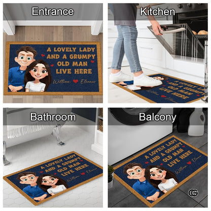 Personalized Family Couple Doormat, Custom Couple Husband Wife Doormat Gift, Outdoor Front Door Rug on Birthday, Christmas, Anniversaries, Valentine's Day for Him Her Woman (S4)