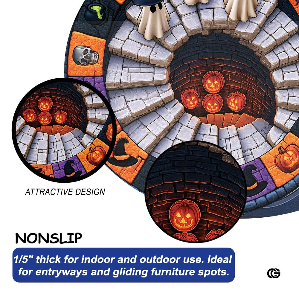 Custom Halloween 3D Effect Optical Illusion Spooky Round Rug (D3)