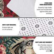 Non-slip grip backing and bound edge stitching on crimson red white tiger rug - thumbnail image 4 of 8