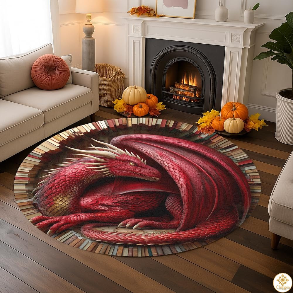 Personalized Dragon Welcome Mat with 3D Illusion and Custom Text
