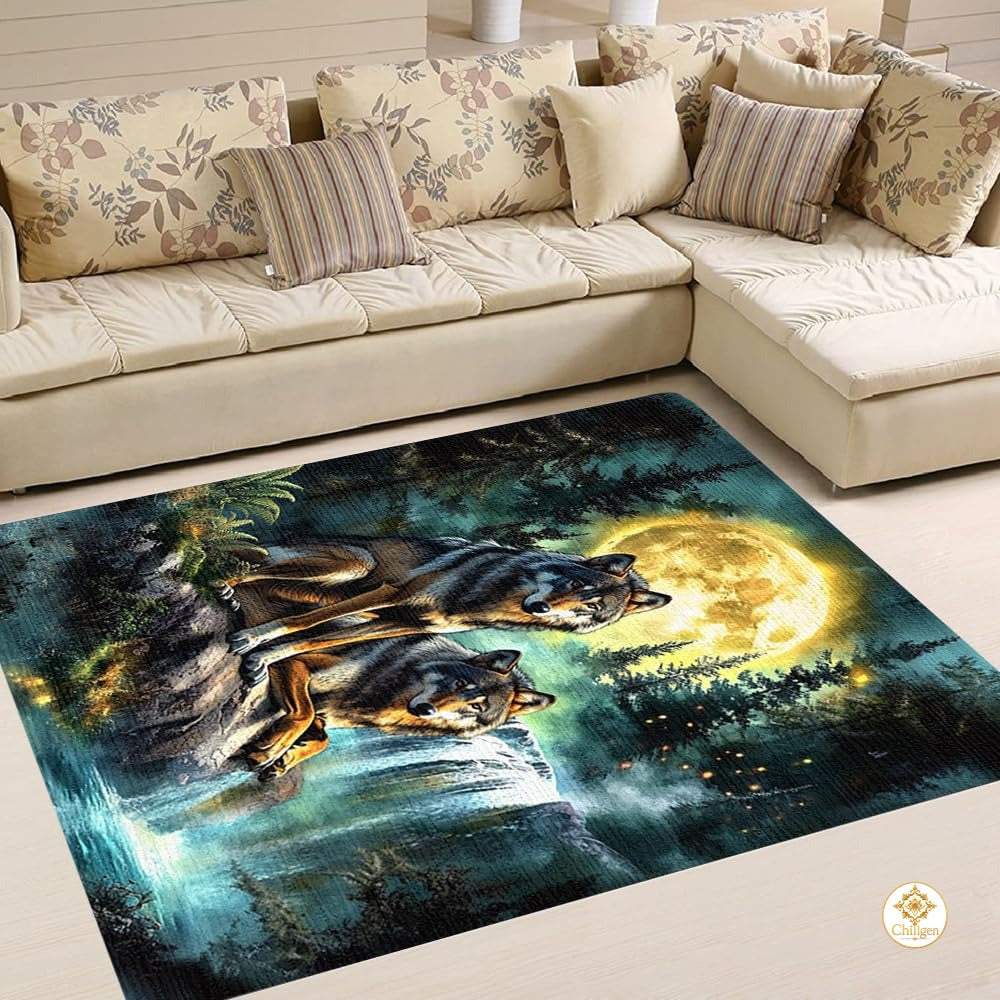 Custom Galaxy Wolves Rug for Bedroom and Living Room - Wolf-ds06