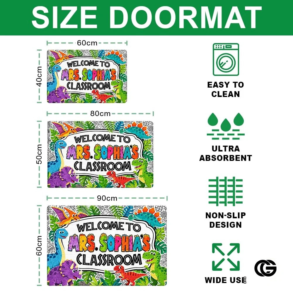 Personalized Welcome Doormat with Teacher Name and Notebook Pattern - Class-08