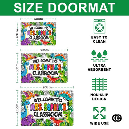 Personalized Welcome Doormat with Teacher Name and Notebook Pattern - Class-08