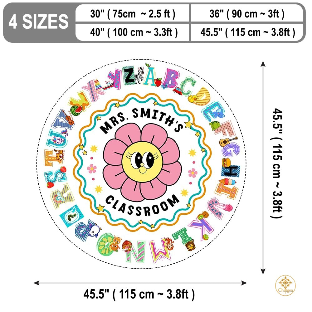 Custom ABC Educational Rug for Classroom and Kids Room - Cute Abc-01