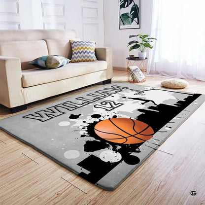 City basketball dunk living room area rug styled in modern living room setup - thumbnail image 5 of 8