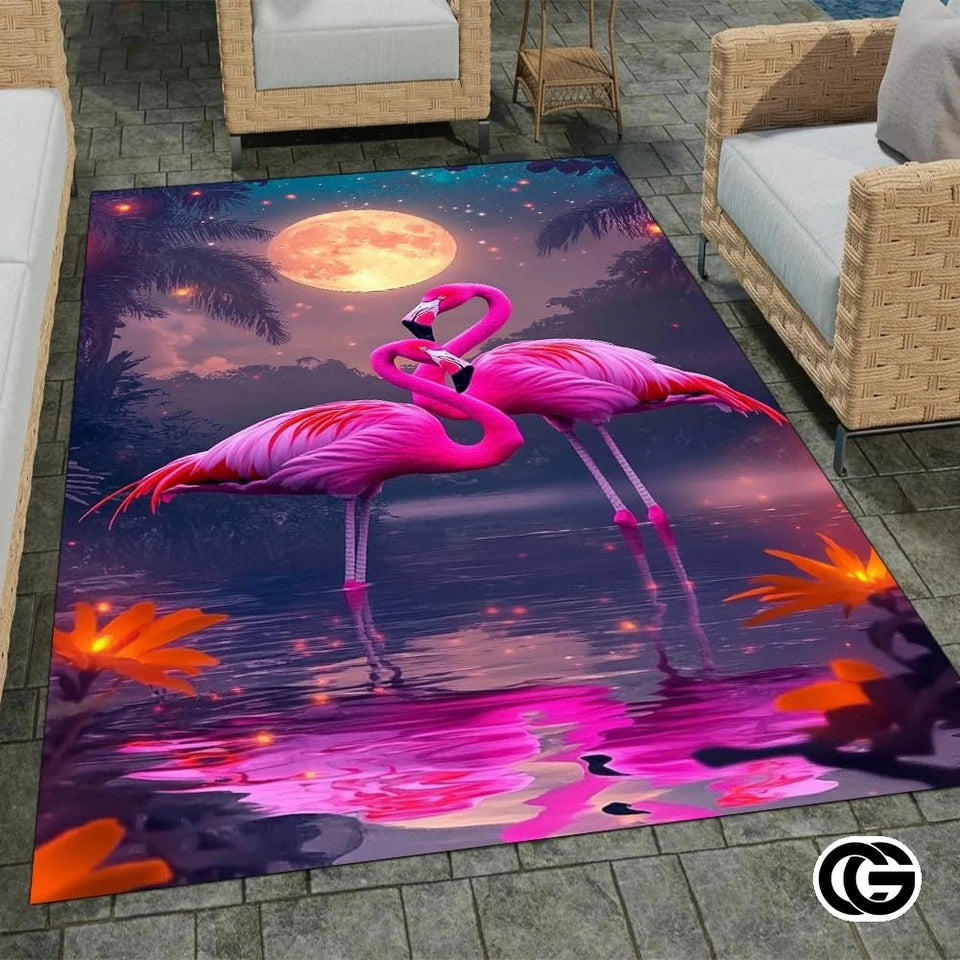 Custom Pink Flamingo Welcome Mat for Entrance and Living Room