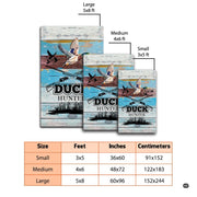 Close-up view of mallard decorative accent graphic illustration on teal and brown area rug. - thumbnail image 2 of 7