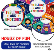 Wheel of Feelings and Emotions Round Rug, Educational Mental Health Rug for Classroom, Educational Animal Shape School Mat, Back to School Gift (Feeling 2)