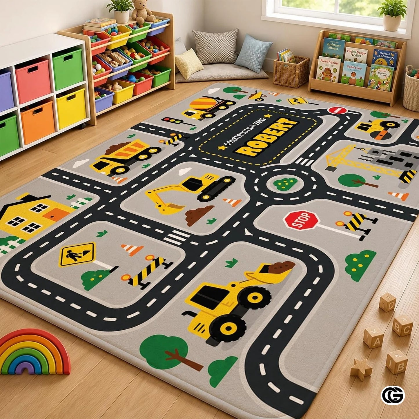 Custom Road Map Area Rug with Personalized City Street Name