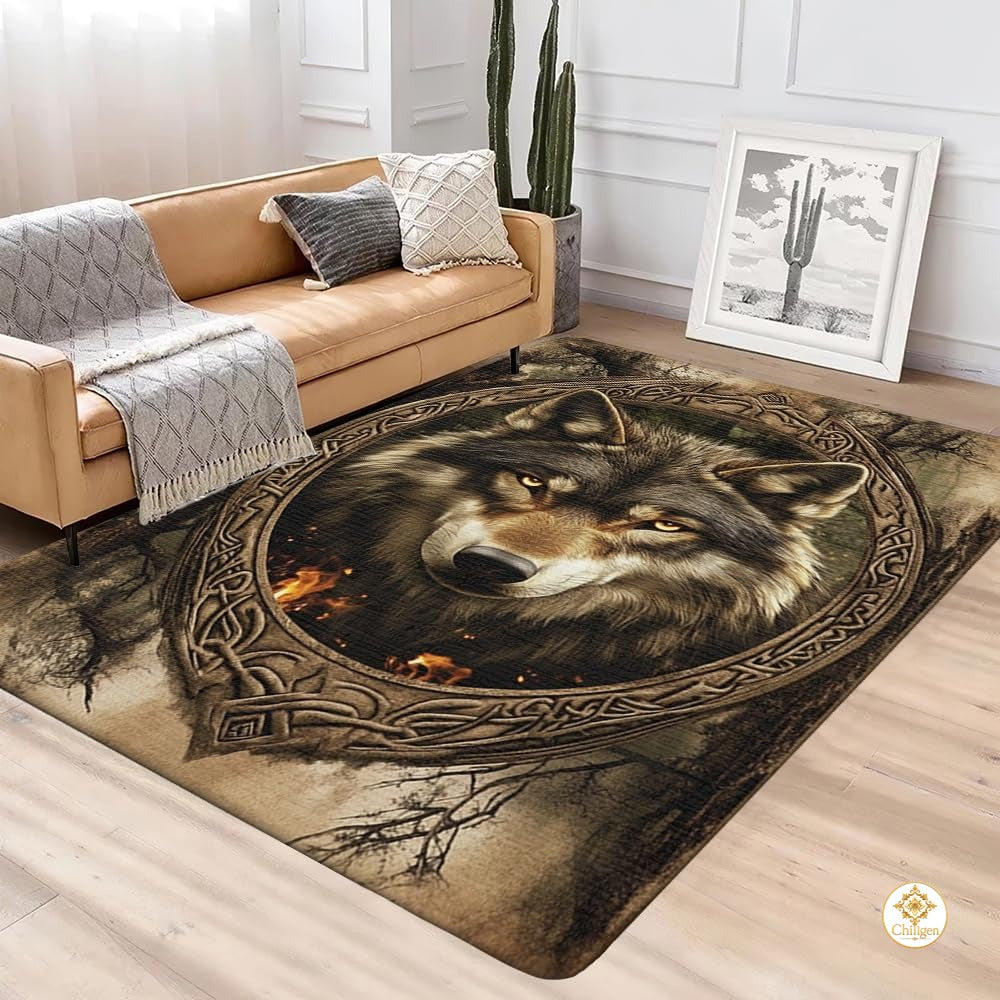 Custom Galaxy Wolves Rug for Boy Room and Living Room - Wolf-ds16
