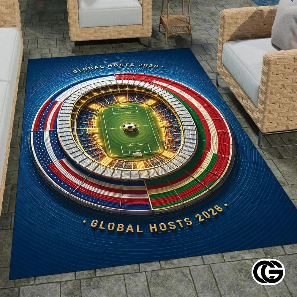 Personalized Soccer Doormat with Trophy and World Flags - D5