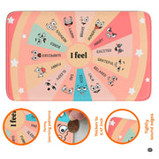 Circular mood chart area rug styled in a modern room with pastel interior decor. - thumbnail image 4 of 9
