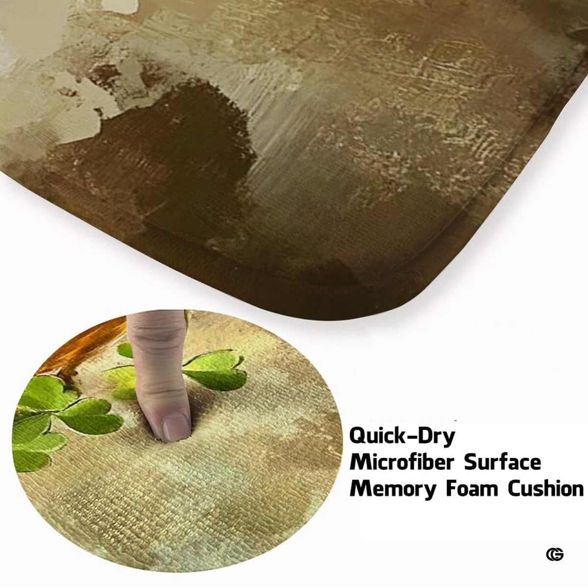 Soft low-pile microfiber fabric and foam cushioning detail of pot of gold rug - image 3 of 9