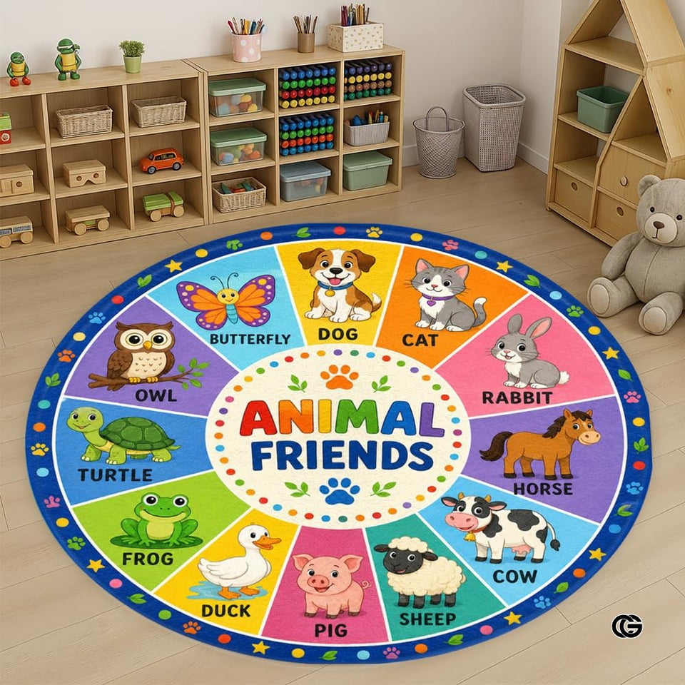 Wheel of Feelings and Emotions Round Rug, Educational Men - Design 109