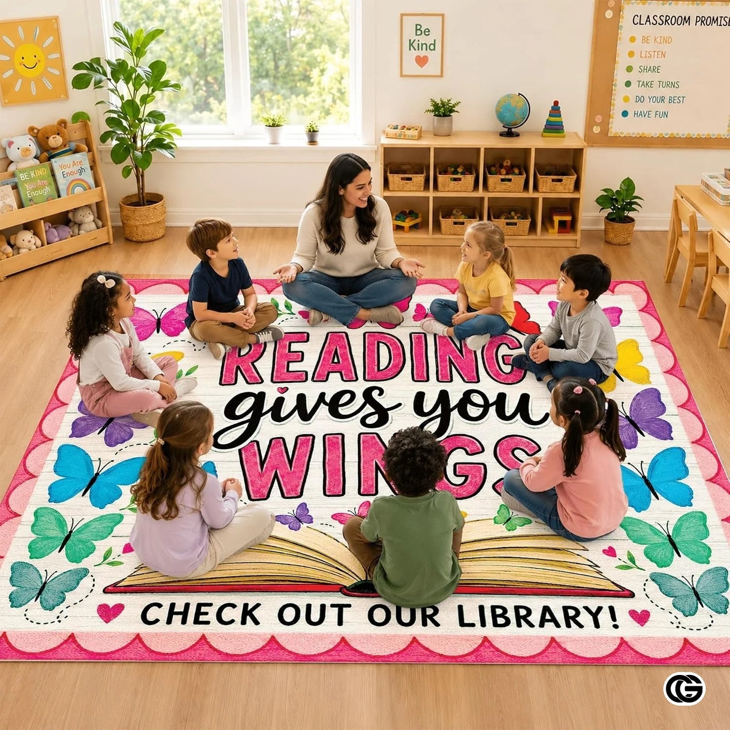 Custom Welcome Mat for Classroom and Reading Nook - Style 8