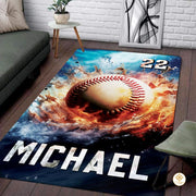 Custom Baseball Welcome Mat with Sports Pattern and Non Slip Backing