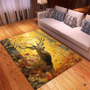 Autumn woodland deer classroom area rug displayed in a cozy reading corner with warm lighting. - thumbnail image 3 of 7