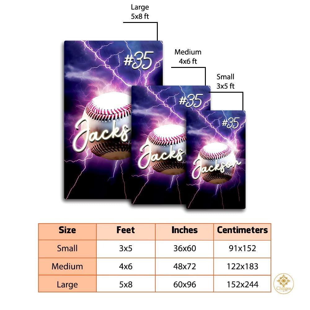 Custom Baseball Area Rug with Sports Theme and Non-Slip Backing