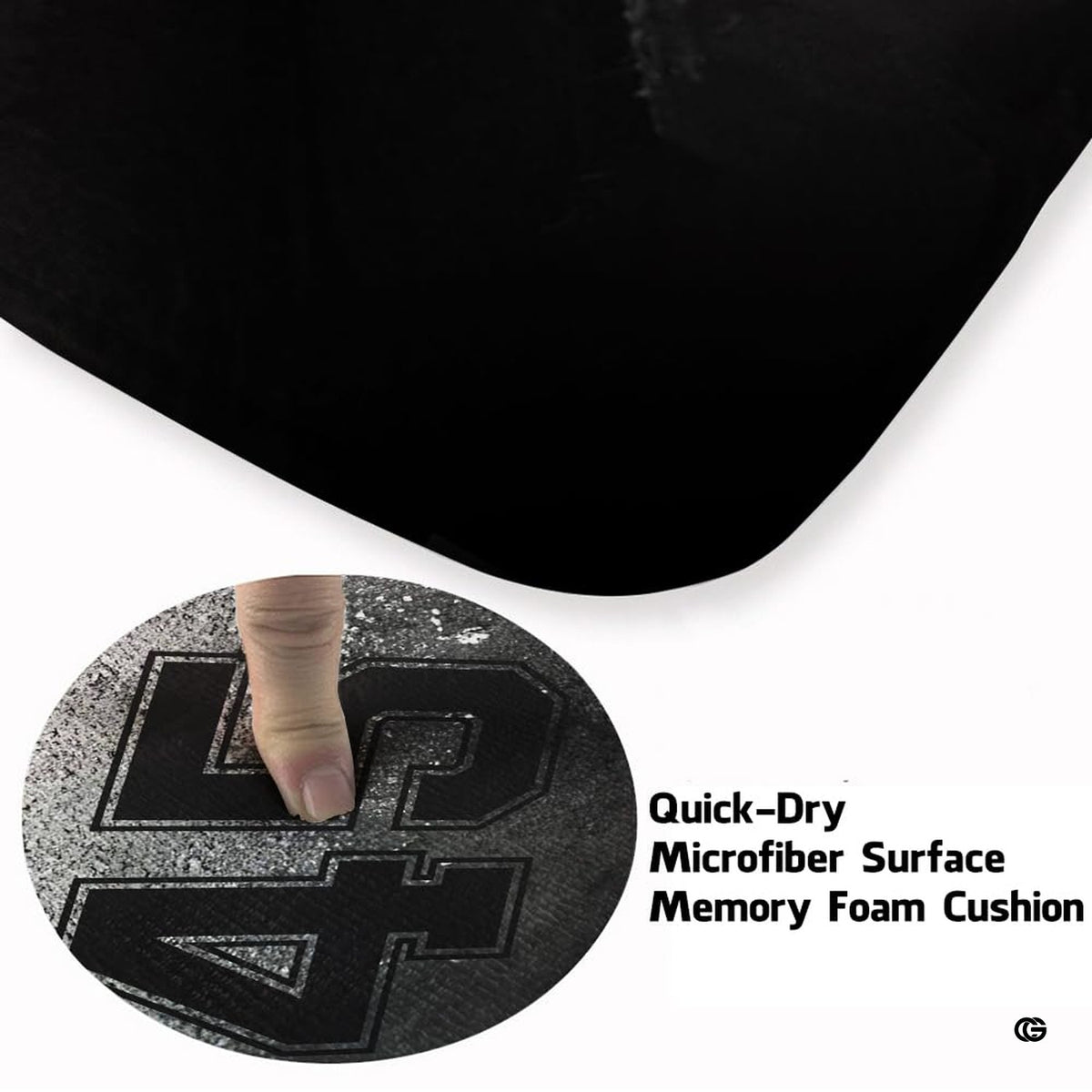 Close-up view of the soft microfiber surface and detailed baseball seam stitching graphic