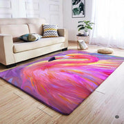 Vibrant flamingo profile floor rug serving as an artistic focal point in a contemporary interior room. - thumbnail image 5 of 7