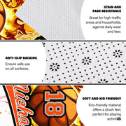 Non-skid dotted backing and resilient pile construction of the basketball area rug. - thumbnail image 6 of 7