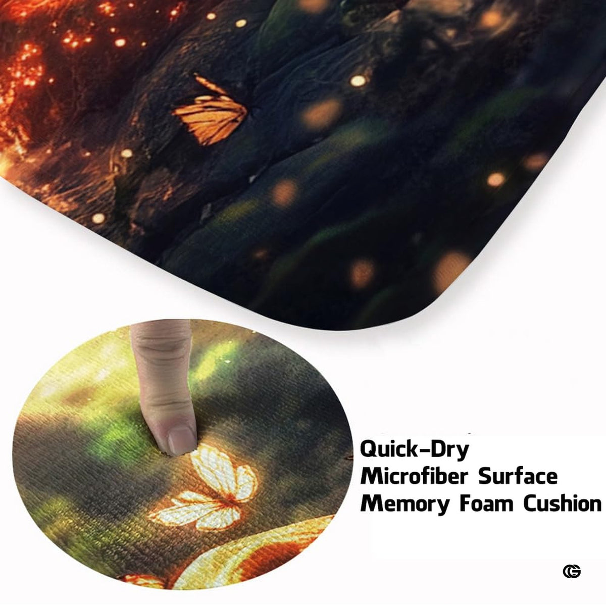 Detailed close view of glowing dragon scales and light orbs on an enchanted forest rug. - image 3 of 7