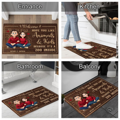 Personalized Family Couple Doormat, Custom Couple Husband Wife Doormat Gift, Outdoor Front Door Rug on Birthday, Christmas, Anniversaries, Valentine's Day for Him Her Woman (S2)