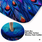 Closeup view of the soft microfiber surface and luminous peacock feather artwork - thumbnail image 3 of 7