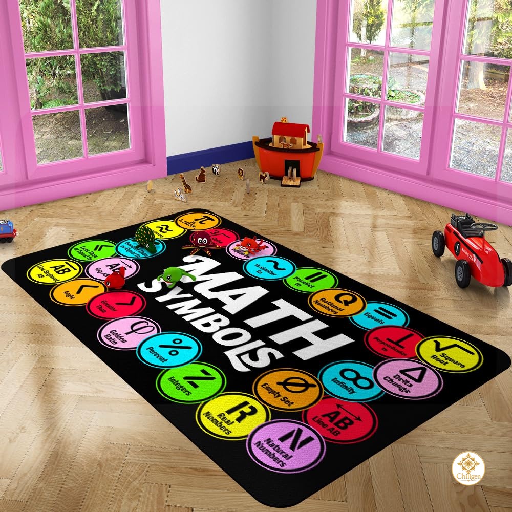 Custom Mathematics Education Rug for Classroom and Playroom