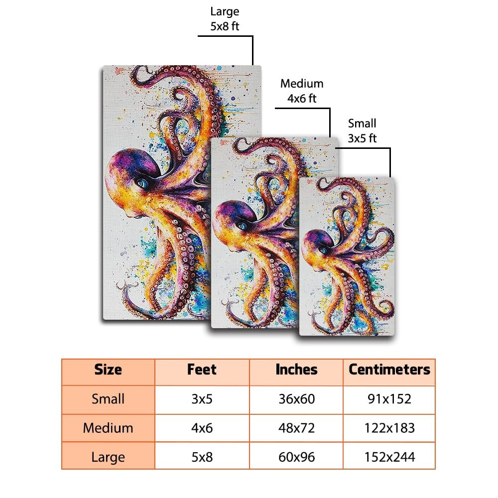 Custom Octopus Welcome Mat with Coastal Design and Durable Backing