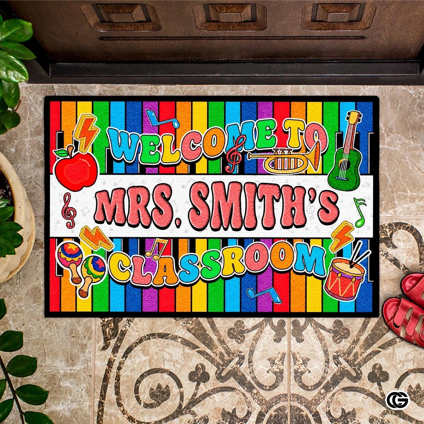 Personalized Welcome Doormat with Teacher Name and Address - Class-03