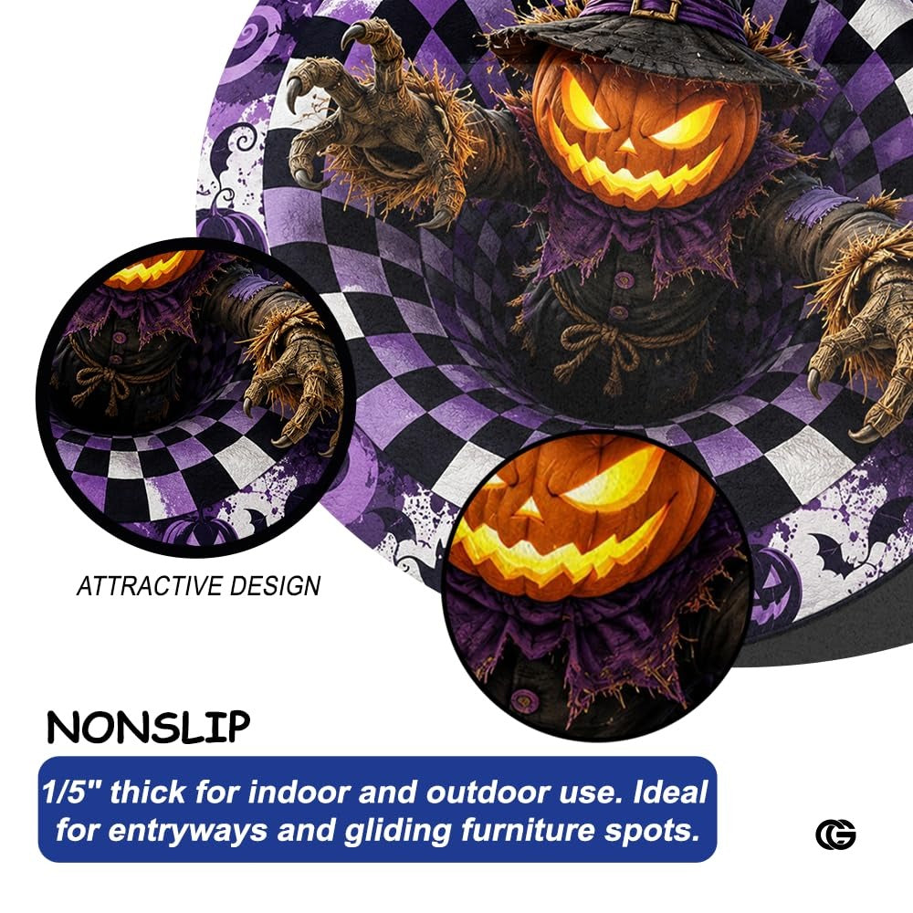 Personalized Halloween 3D Optical Illusion Ghost Round Rug (A03)