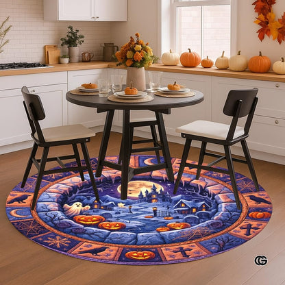 Custom Halloween 3D Effect Optical Illusion Spooky Round Rug (D14)