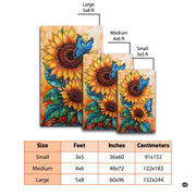 Blue butterfly bathroom rug visual motif featuring watercolor sunflowers and teal foliage. - thumbnail image 2 of 7