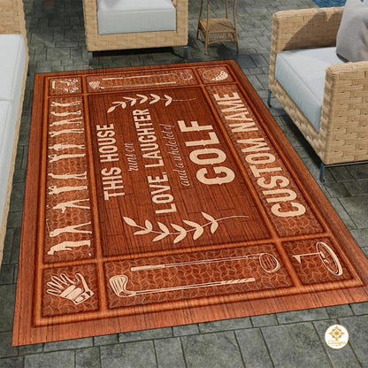 Custom Golf Welcome Mat for Front Door and Entryway - This House Runs on ...